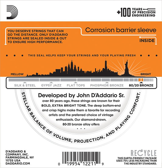 D'Addario EJ10 Bronze Acoustic Guitar Strings Extra Light 10-47 (2 Pack) - Deccan Retail