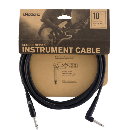 Planet Waves Classic Instrument Cable 10ft Right Angle to Straight (PW-CGTRA-10) - Deccan Retail