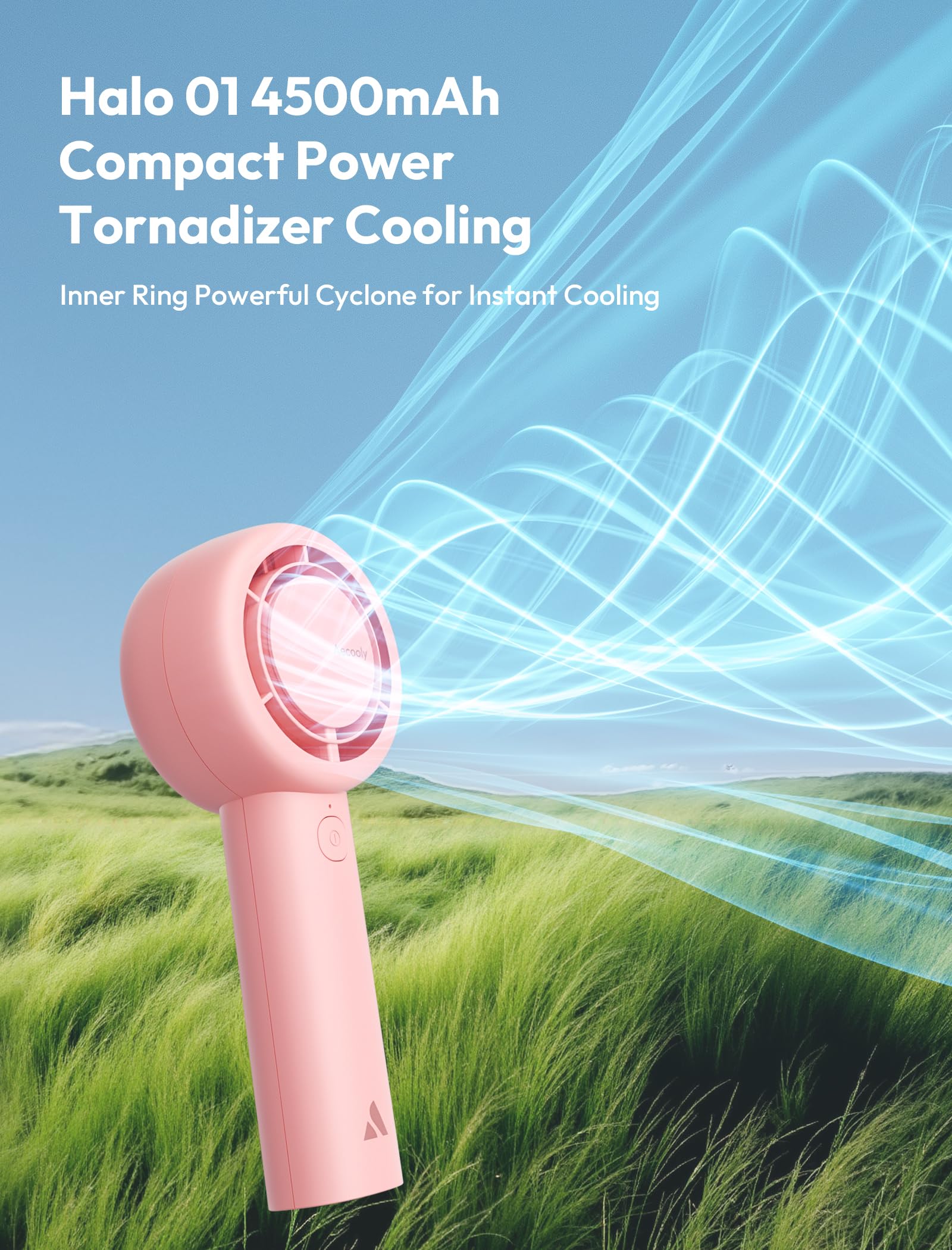 Aecooly Halo-01 4500mAh Portable Handheld Fan - Pink - Deccan Retail