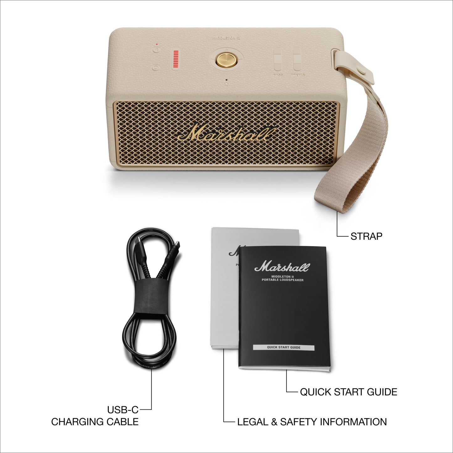 Marshall Middleton II Portable Bluetooth Speaker – Cream - Deccan Retail