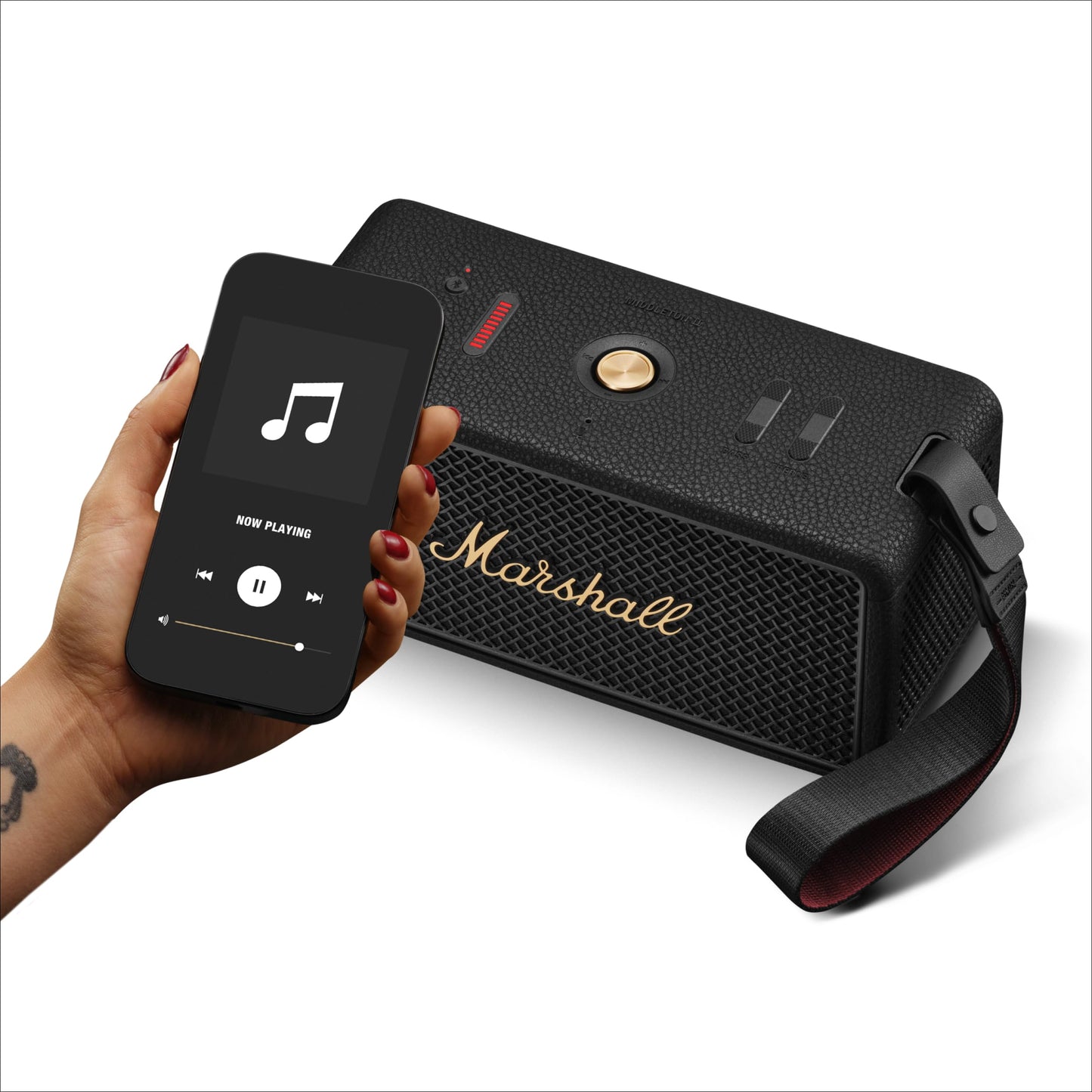 Marshall Middleton II Portable Bluetooth Speaker – Black & Brass - Deccan Retail