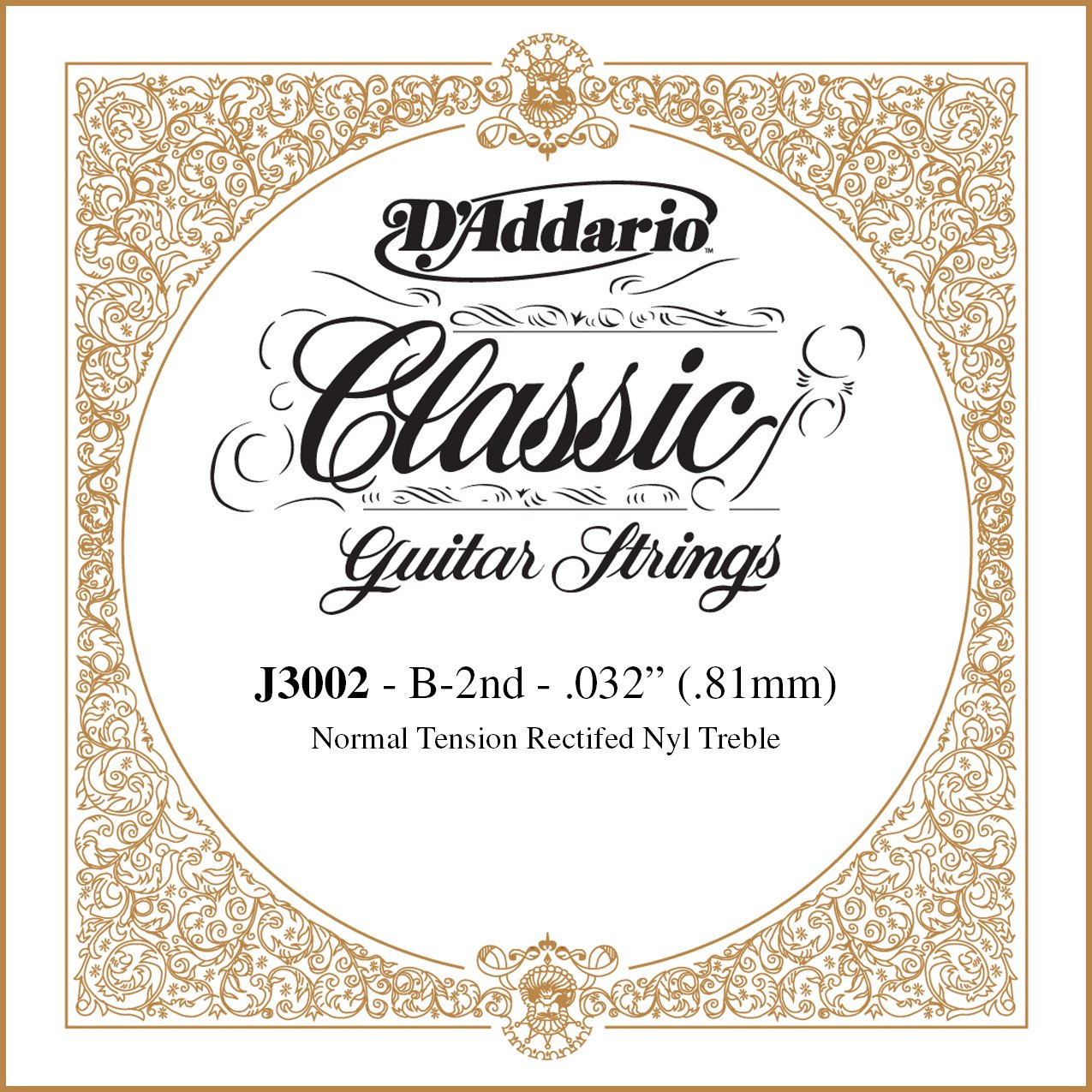 D'Addario J3002 Rectified Classical Guitar Single String Normal Tension 2nd String - Deccan Retail