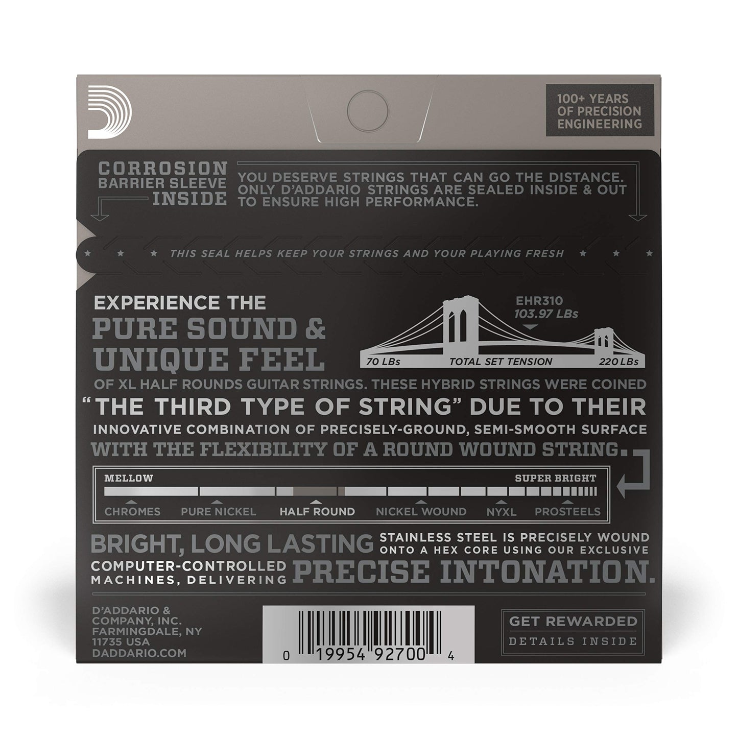 D'Addario EHR310 Half Round Electric Guitar Strings Regular Light 10-46 - Deccan Retail
