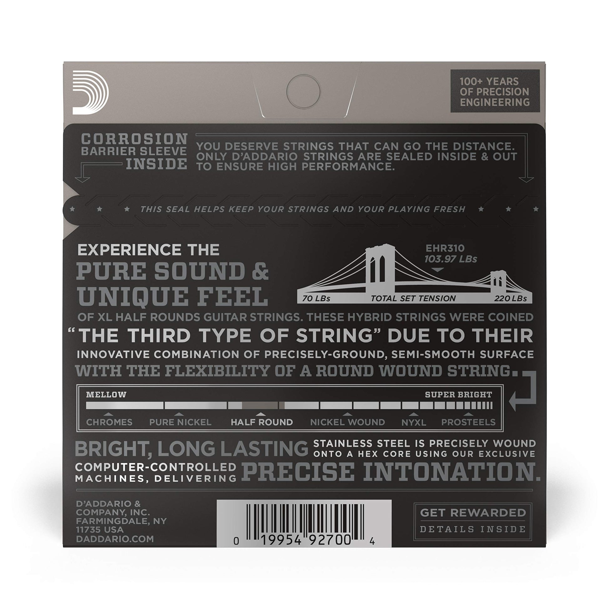D'Addario EHR310 Half Round Electric Guitar Strings Regular Light 10-46 - Deccan Retail
