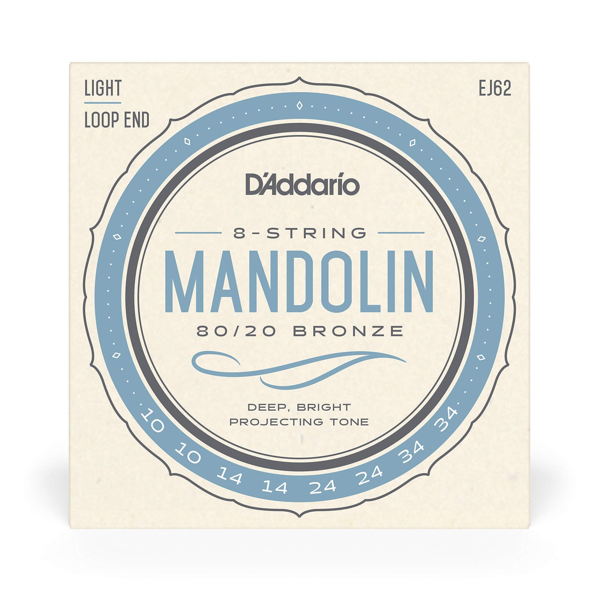 D'Addario EJ62 80/20 Bronze Mandolin Strings Light 10-34 - Deccan Retail