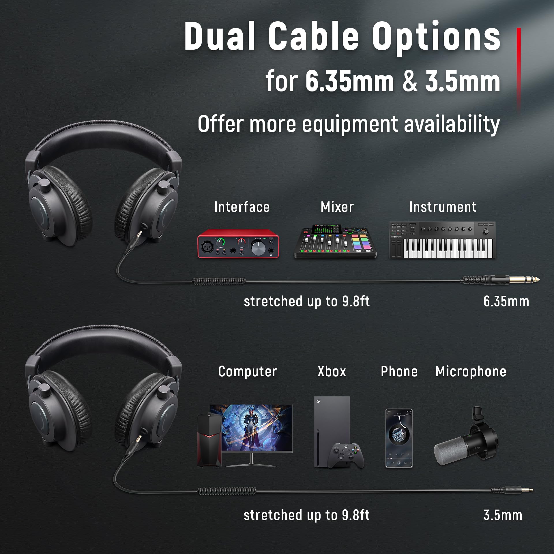FIFINE H8 Studio Monitor Headphones - Black - Deccan Retail
