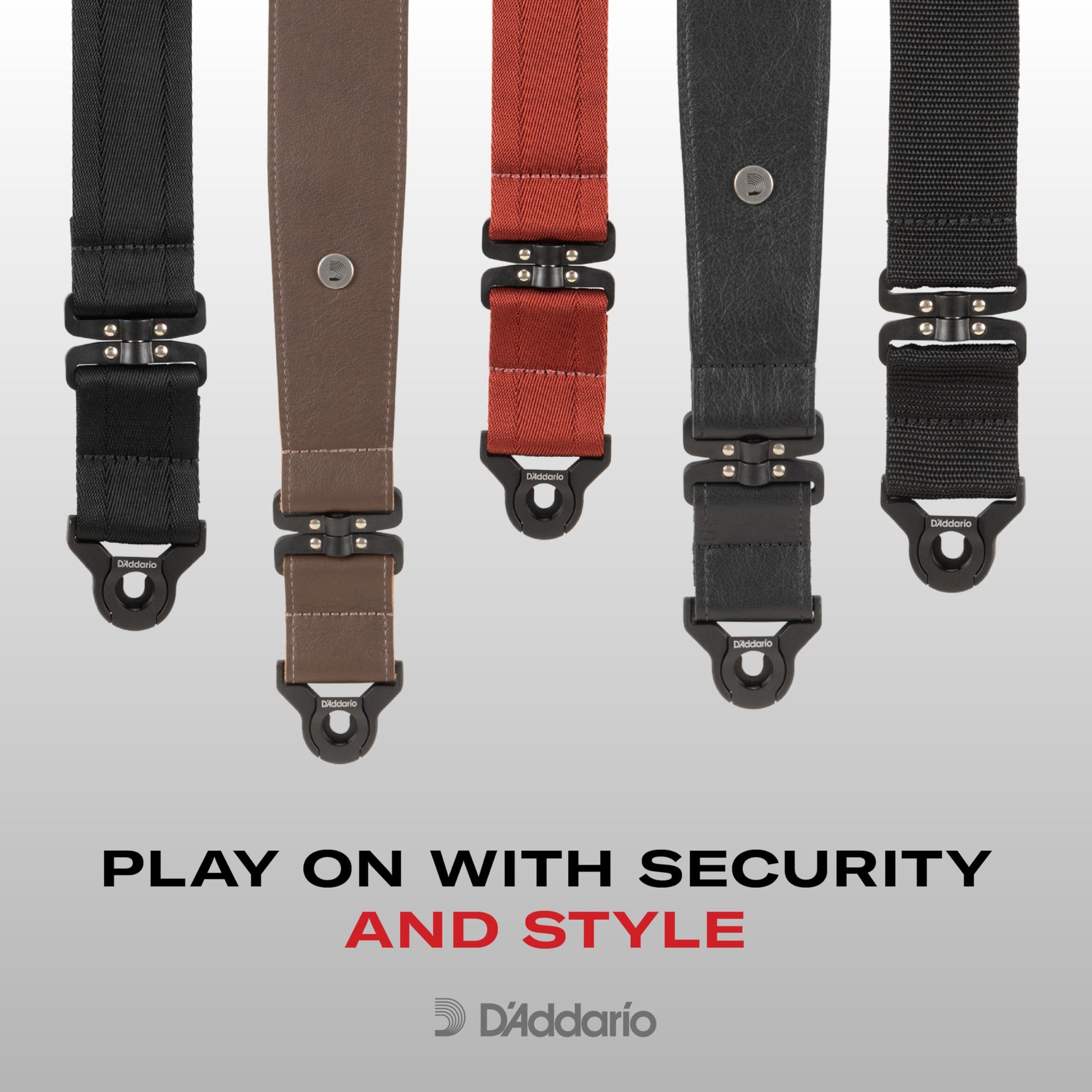 D'Addario Auto Lock Swivel Polypro Guitar Strap Black (PWSALSV00) - Deccan Retail