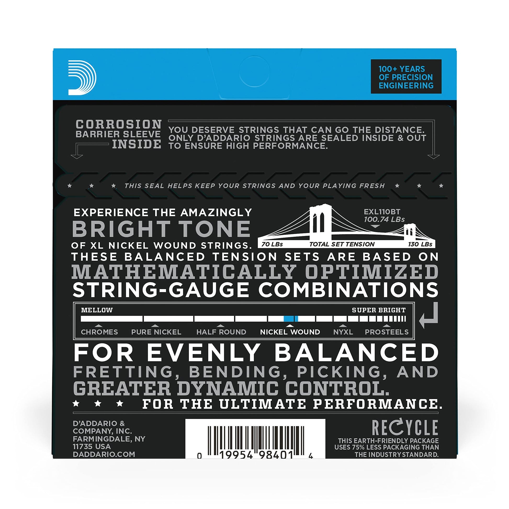 D'Addario EXL110BT Nickel Wound Electric Guitar Strings Regular Light 10-46 Balanced Tension - Deccan Retail