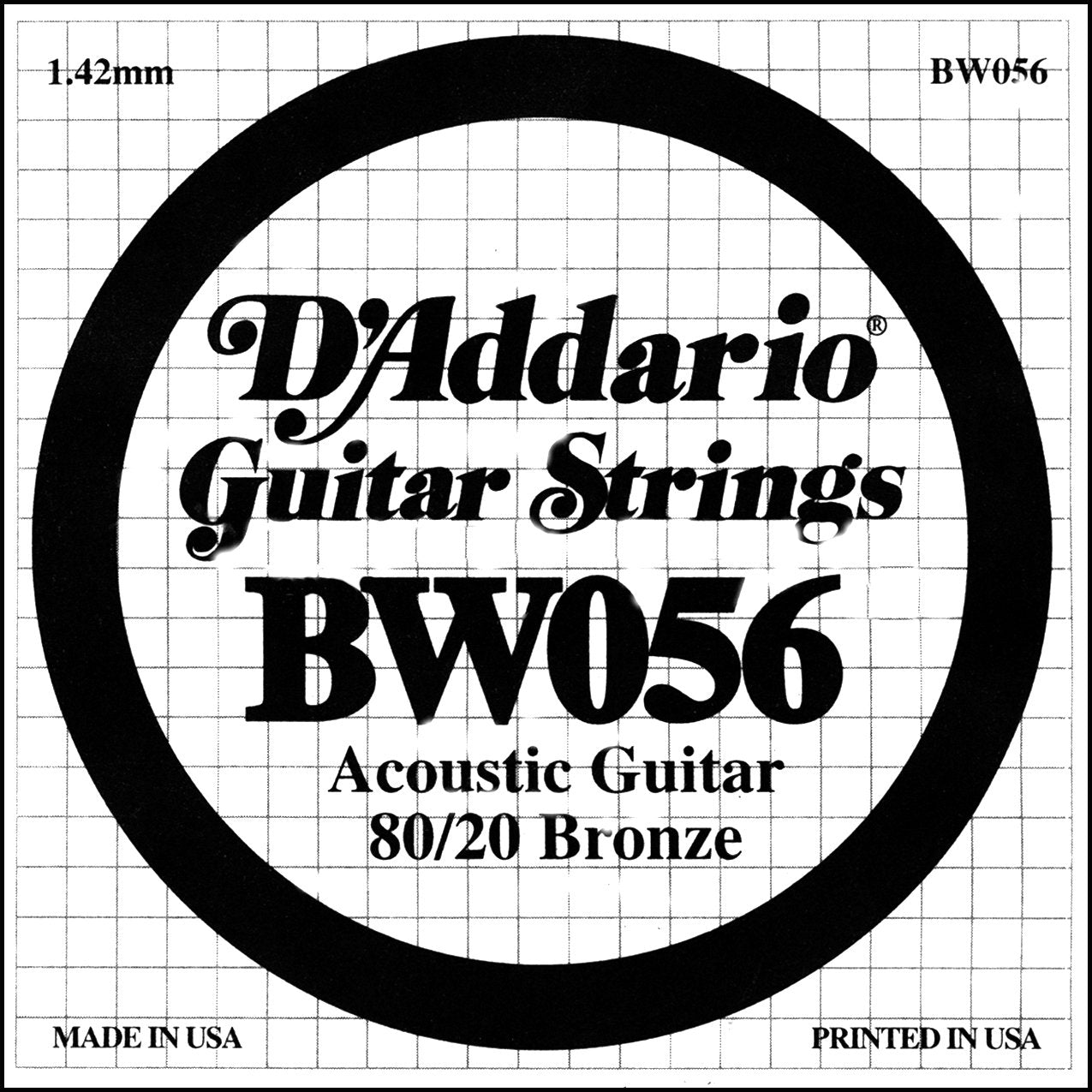 D'Addario Bronze Wound Acoustic Guitar Single String .056 (BW056) - Deccan Retail