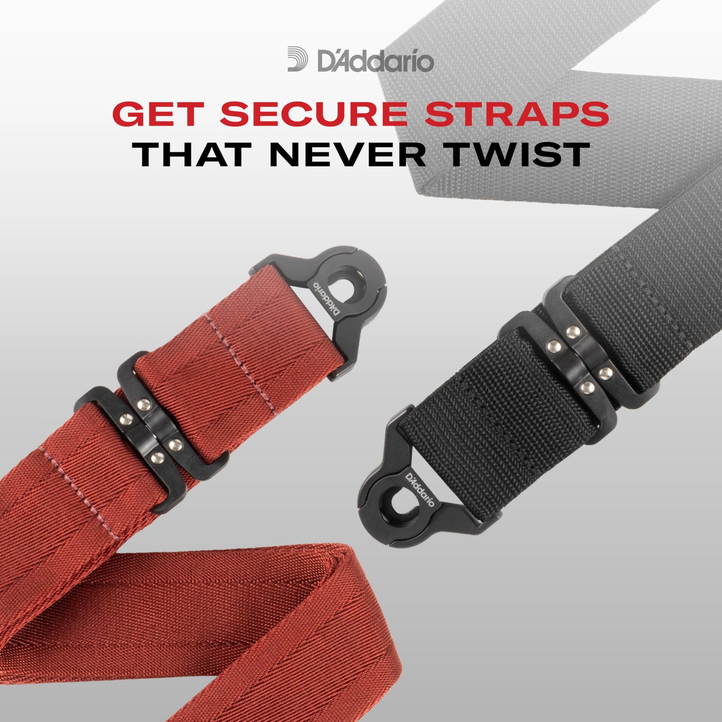 D'Addario Auto Lock Swivel Polypro Guitar Strap Black (PWSALSV00) - Deccan Retail