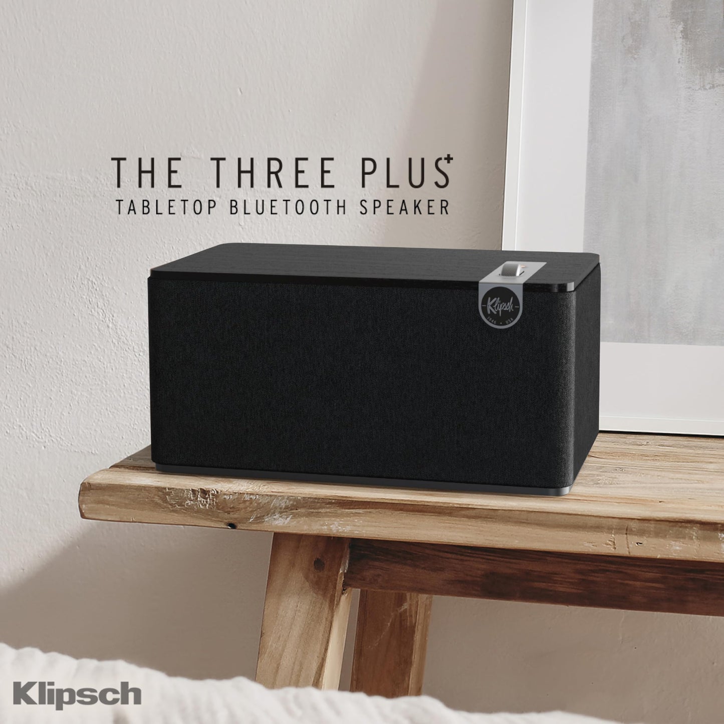Klipsch The Three Plus Premium Bluetooth Speaker System - Matte Black | Biamplified 2.1 Stereo with Dual 2.25” Drivers, 5.25” Woofer, Bluetooth 5.3 Connect App Customization