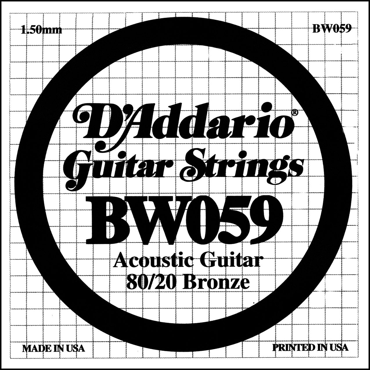D'Addario Bronze Wound Acoustic Guitar Single String .059 (BW059) - Deccan Retail