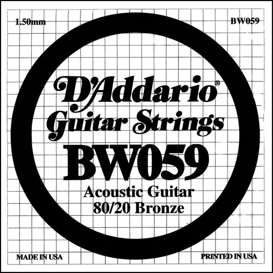 D'Addario Bronze Wound Acoustic Guitar Single String .059 (BW059) - Deccan Retail