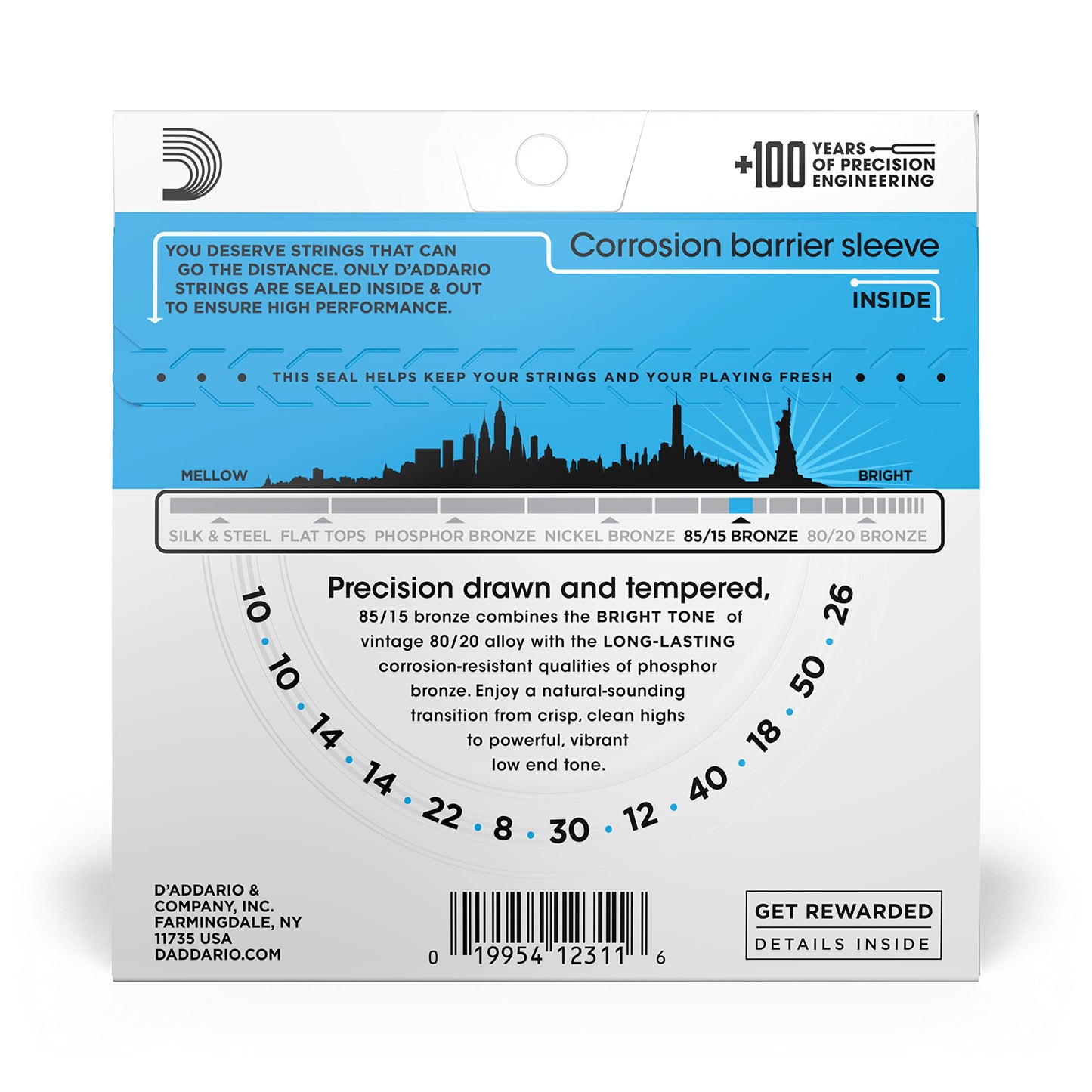 D'Addario EZ940 85/15 Bronze 12-String Acoustic Guitar Strings Light Gauge - Deccan Retail