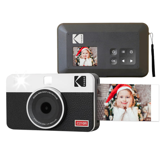 Kodak Mini Shot 2 Retro 4PASS 2-in-1 Instant Camera & Photo Printer with 8 Sheets - White - Deccan Retail