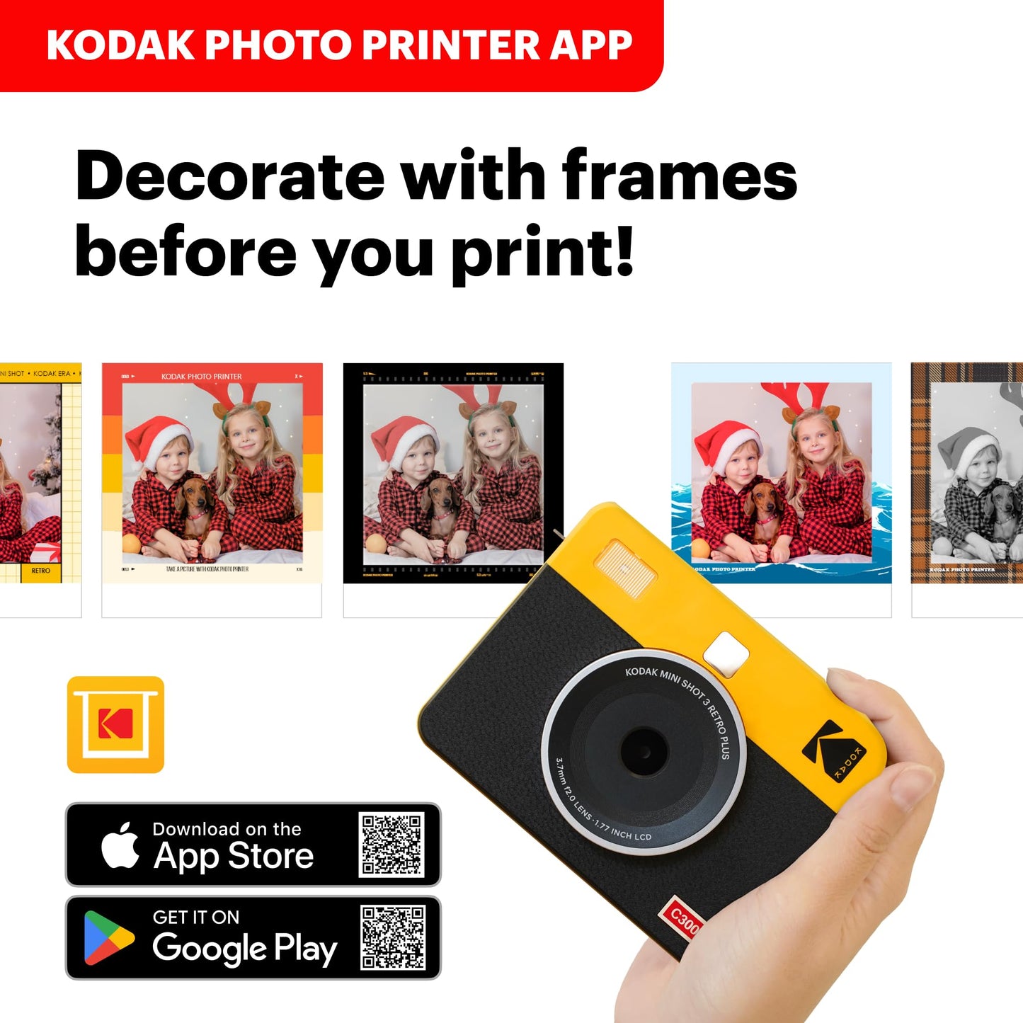 Kodak Mini Shot 3 Retro 4PASS 2-in-1 Instant Camera & Photo Printer with 68 Sheets Bundle - Yellow - Deccan Retail
