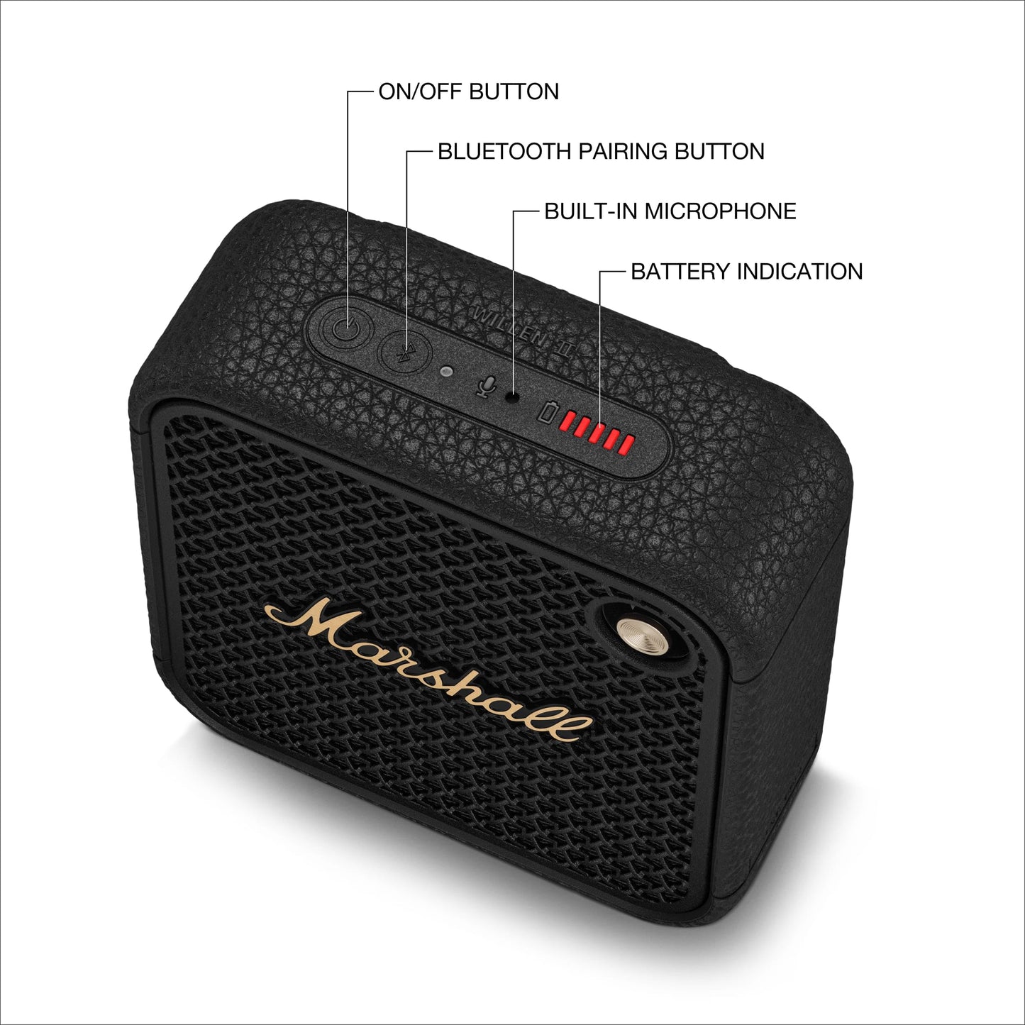 Marshall Willen II Portable Bluetooth Speaker – Black & Brass - Deccan Retail