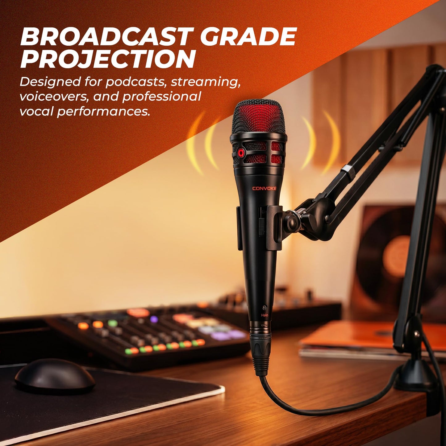 CONVOKE Halo Professional XLR Condenser Microphone with XLR Cable & Mic Clip