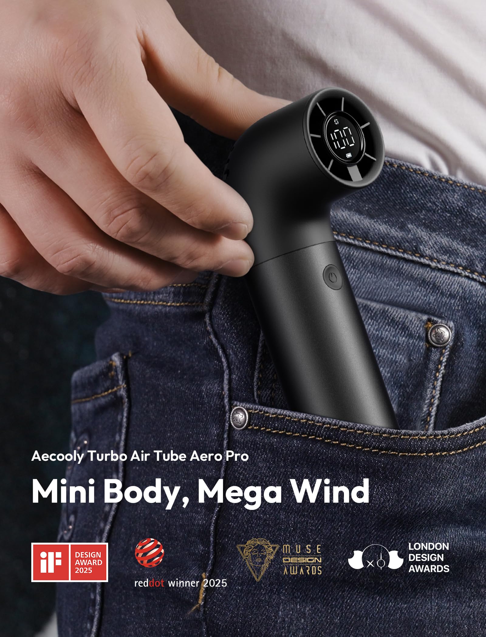 Aecooly Aero Pro Portable Handheld Fan - Black - Deccan Retail
