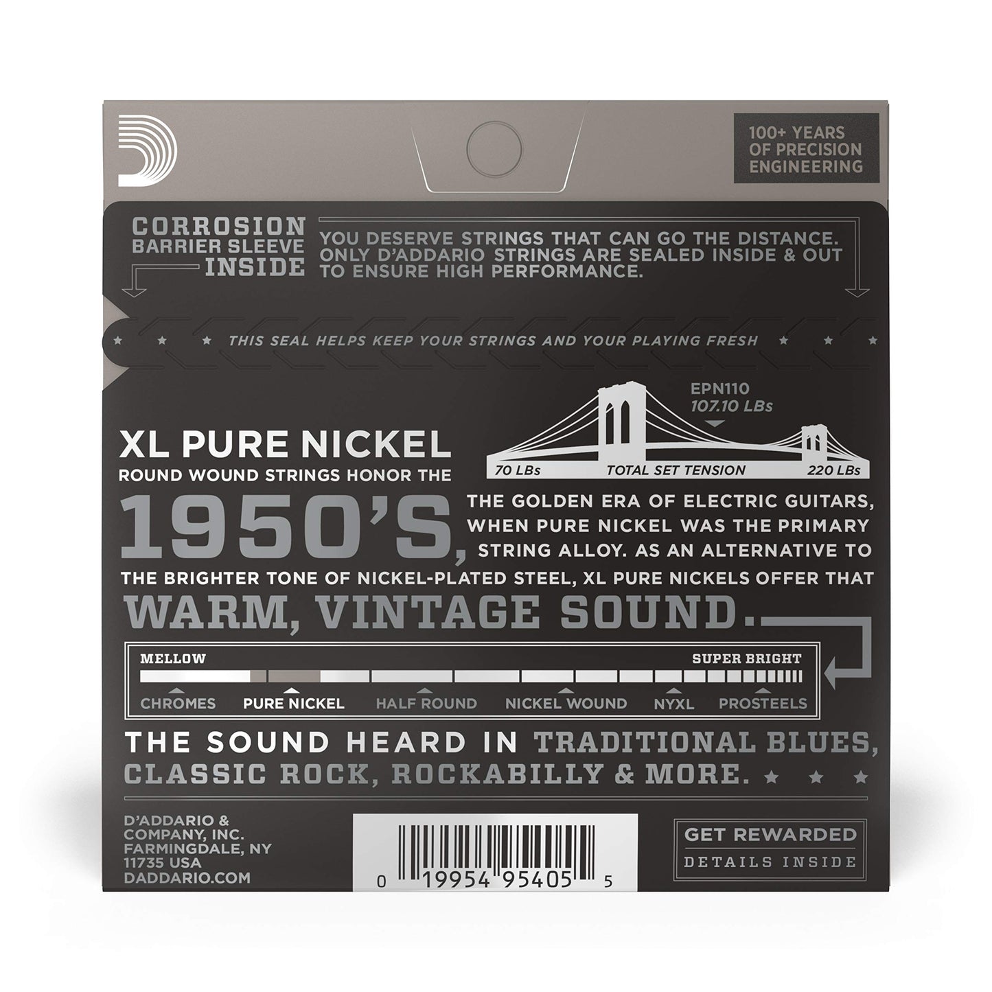 D'Addario EPN110 Pure Nickel Electric Guitar Strings Regular Light 10-45 - Deccan Retail