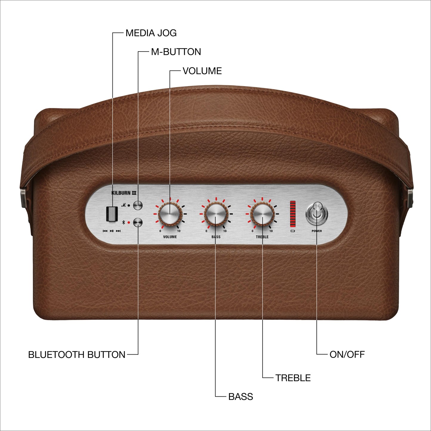 Marshall Kilburn III Portable Bluetooth Speaker – Brown