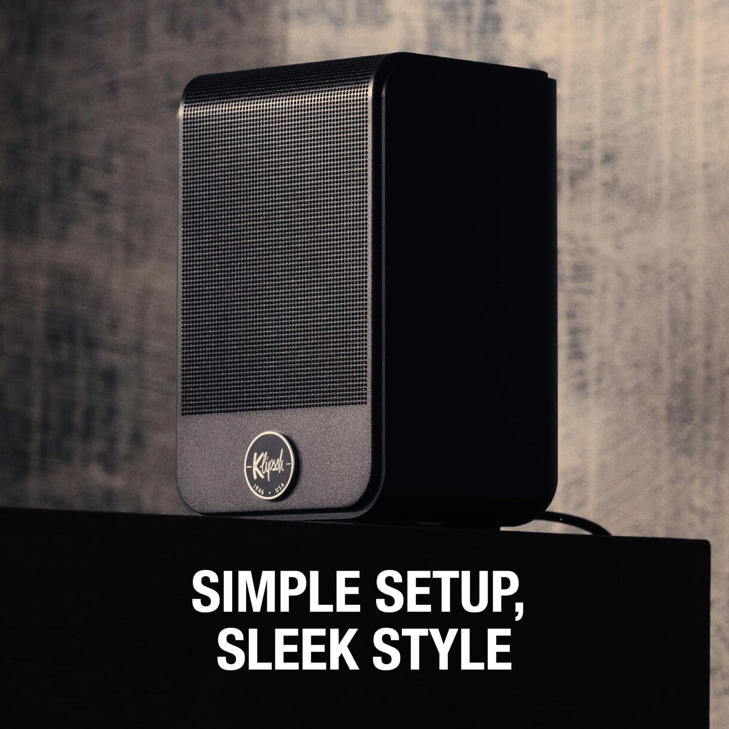 Klipsch Flexus SURR 100 Surround Sound Speakers with Immersive Dolby Atmos Technology Wall-Mountable Connect Plus App and Convenient Power Access – Black