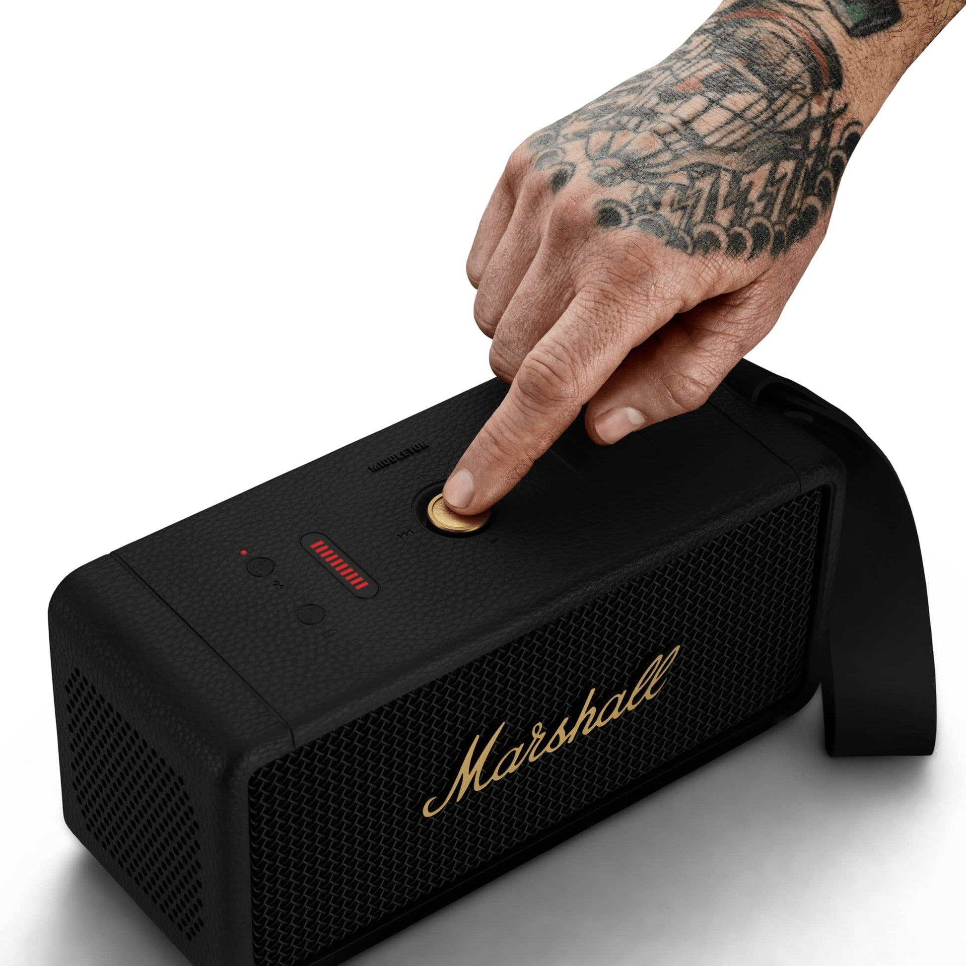 Marshall Middleton Portable Bluetooth Speaker – Black & Brass - Deccan Retail