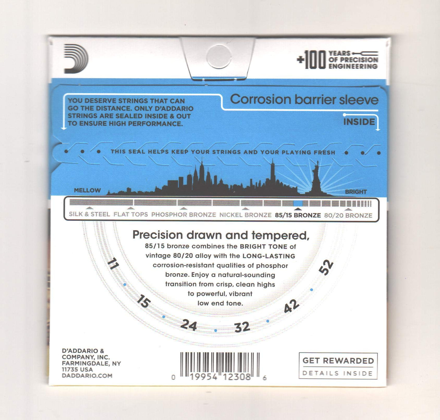 D'Addario EZ910 Acoustic Guitar Strings 85/15 Bronze Extra Light Pack of 2 - Deccan Retail