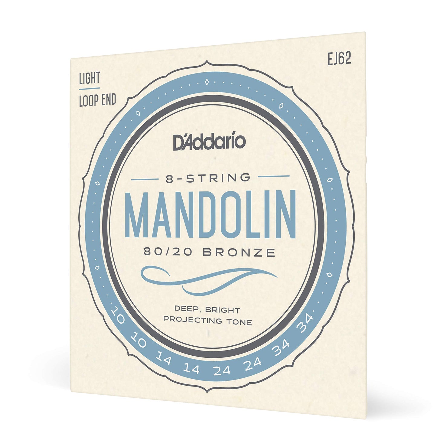 D'Addario EJ62 80/20 Bronze Mandolin Strings Light 10-34 - Deccan Retail