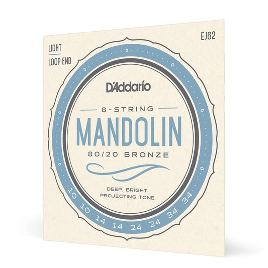 D'Addario EJ62 80/20 Bronze Mandolin Strings Light 10-34 - Deccan Retail