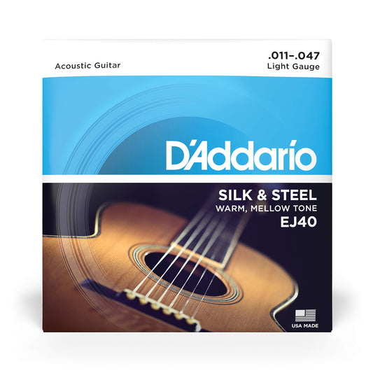 D'Addario EJ40 Silk & Steel Folk Guitar Strings 11-47 - Deccan Retail