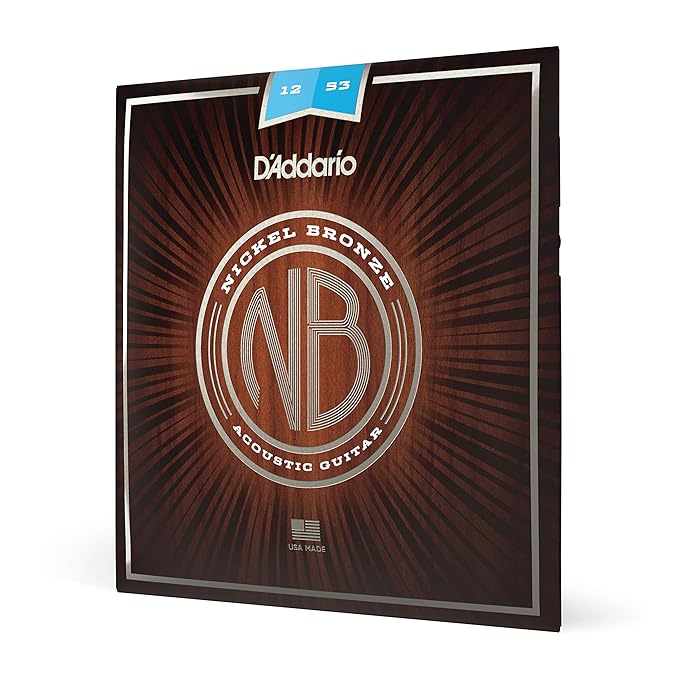 D'Addario NB1253 Nickel Bronze Acoustic Guitar Strings Light 12-53 - Deccan Retail