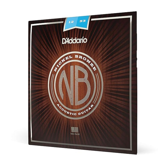 D'Addario NB1253 Nickel Bronze Acoustic Guitar Strings Light 12-53 - Deccan Retail