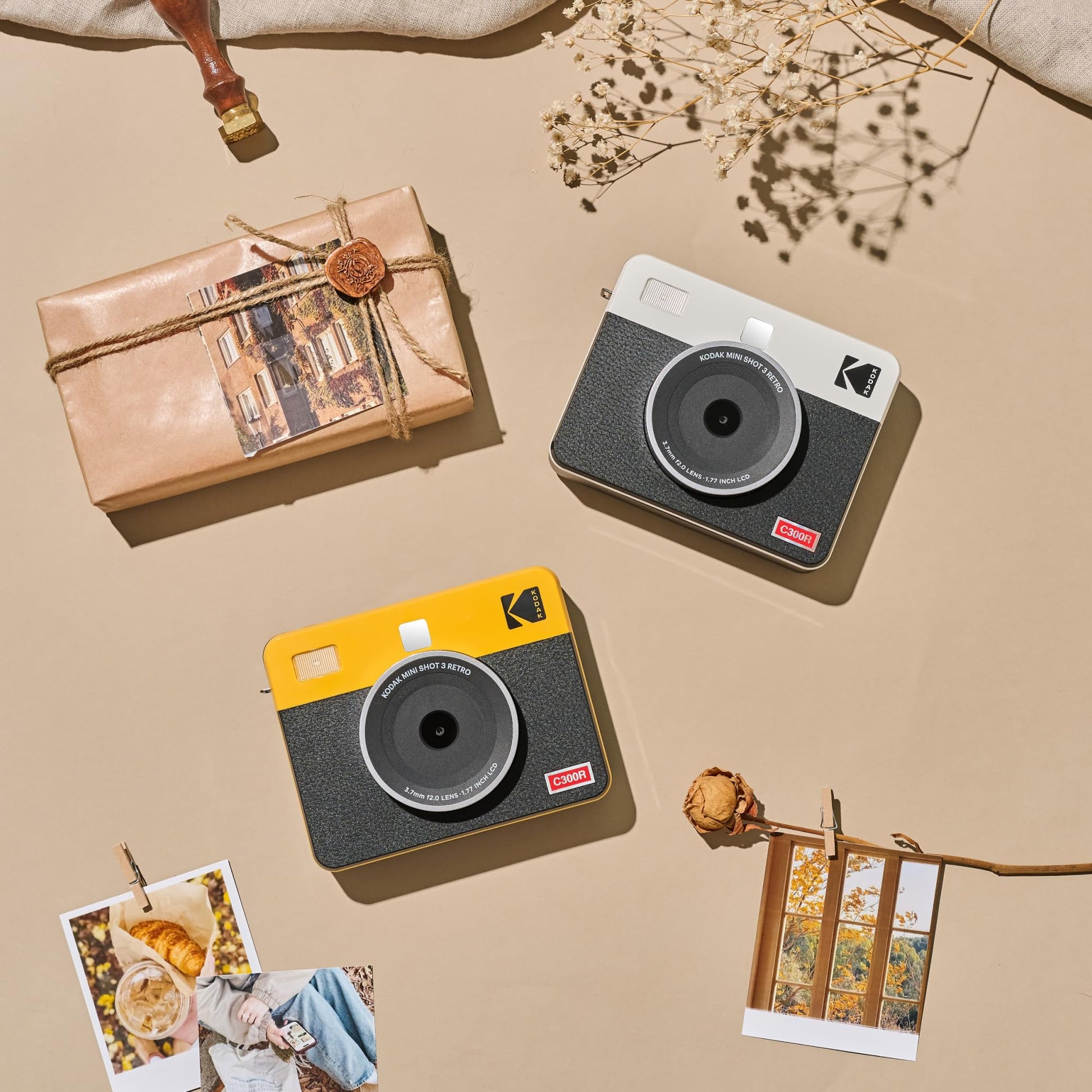 Kodak Mini Shot 3 Retro 4PASS 2-in-1 Instant Camera & Photo Printer with 68 Sheets Bundle - Yellow - Deccan Retail