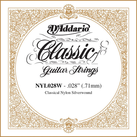 D'Addario Silver-Plated Copper Classical Single String .028 (NYL028W) - Deccan Retail