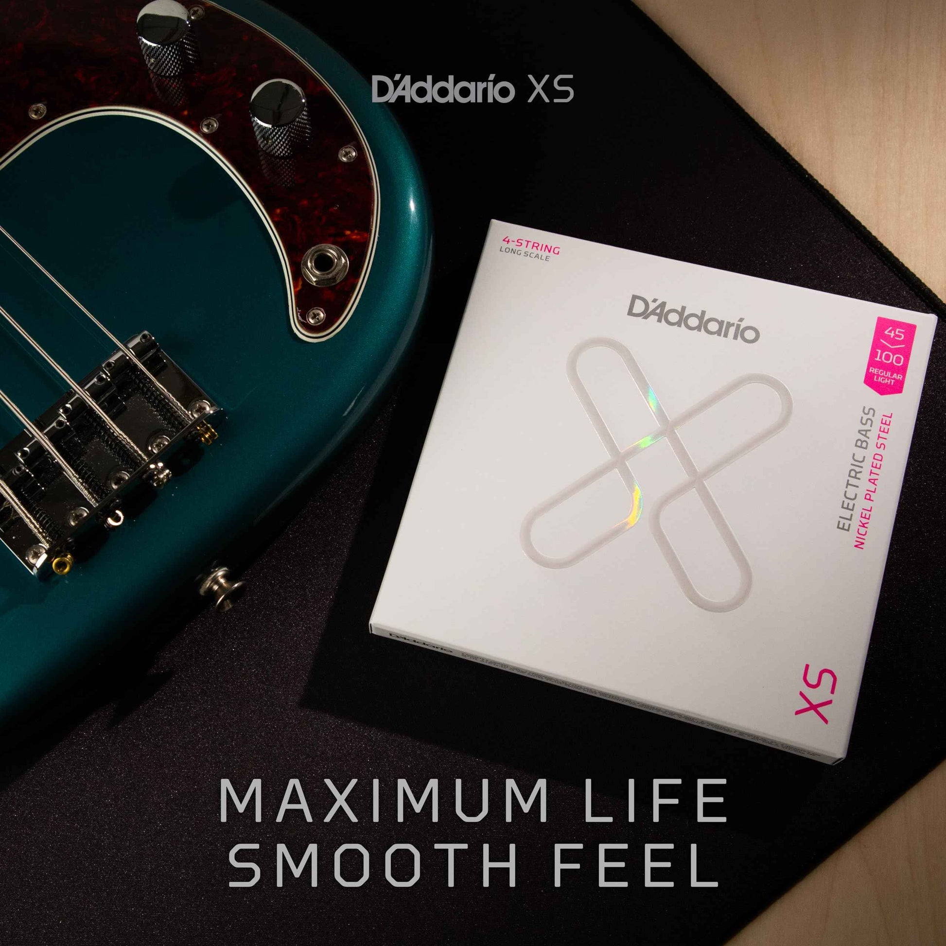 D'Addario Bass Guitar Strings, XS Coated Electric, XSB45130, Regular Light 45-130, 5-String Set, Pack of 1