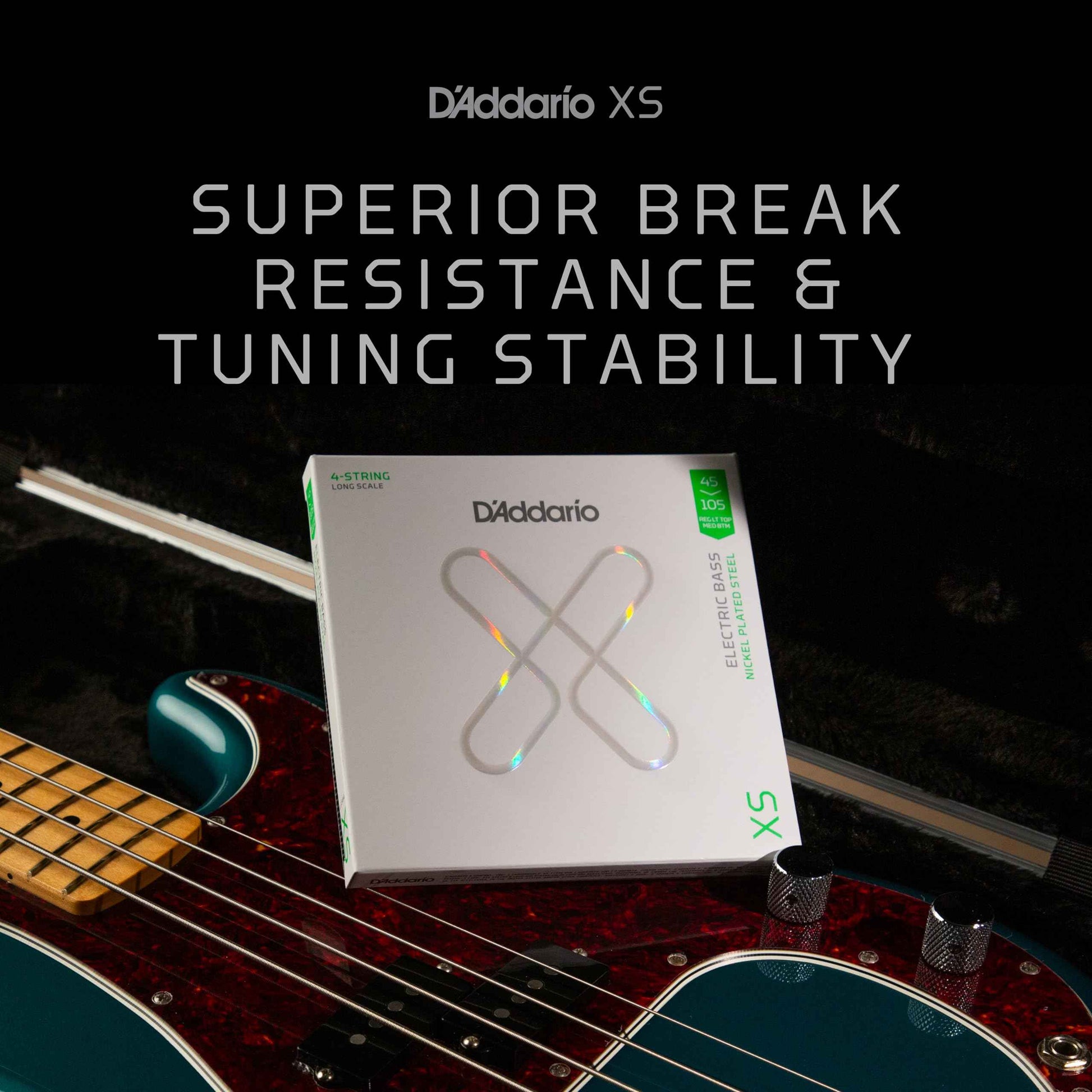 D'Addario Bass Guitar Strings, XS Coated Electric, XSB45130, Regular Light 45-130, 5-String Set, Pack of 1