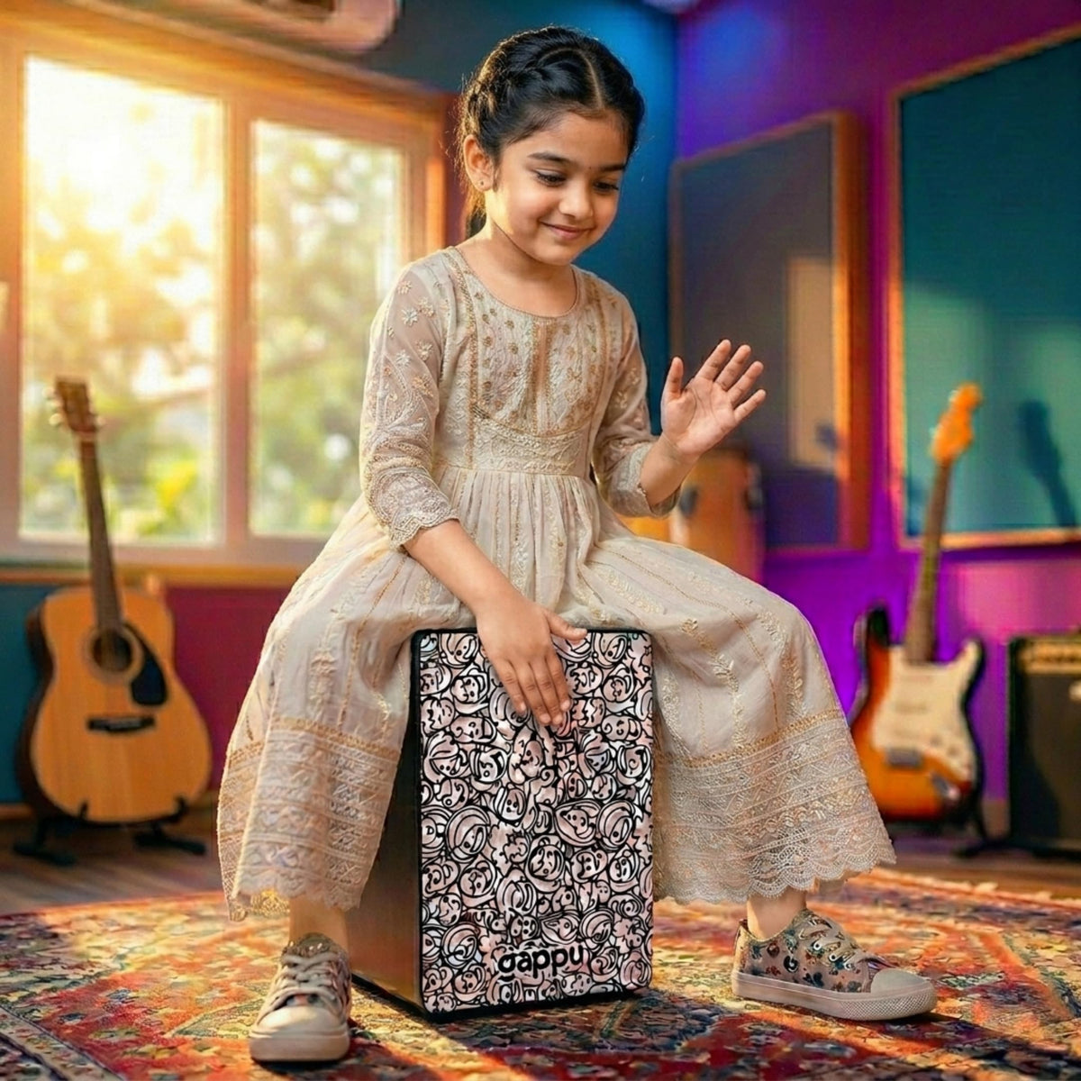 Gappu Kids Cajon Doodle Face Design
