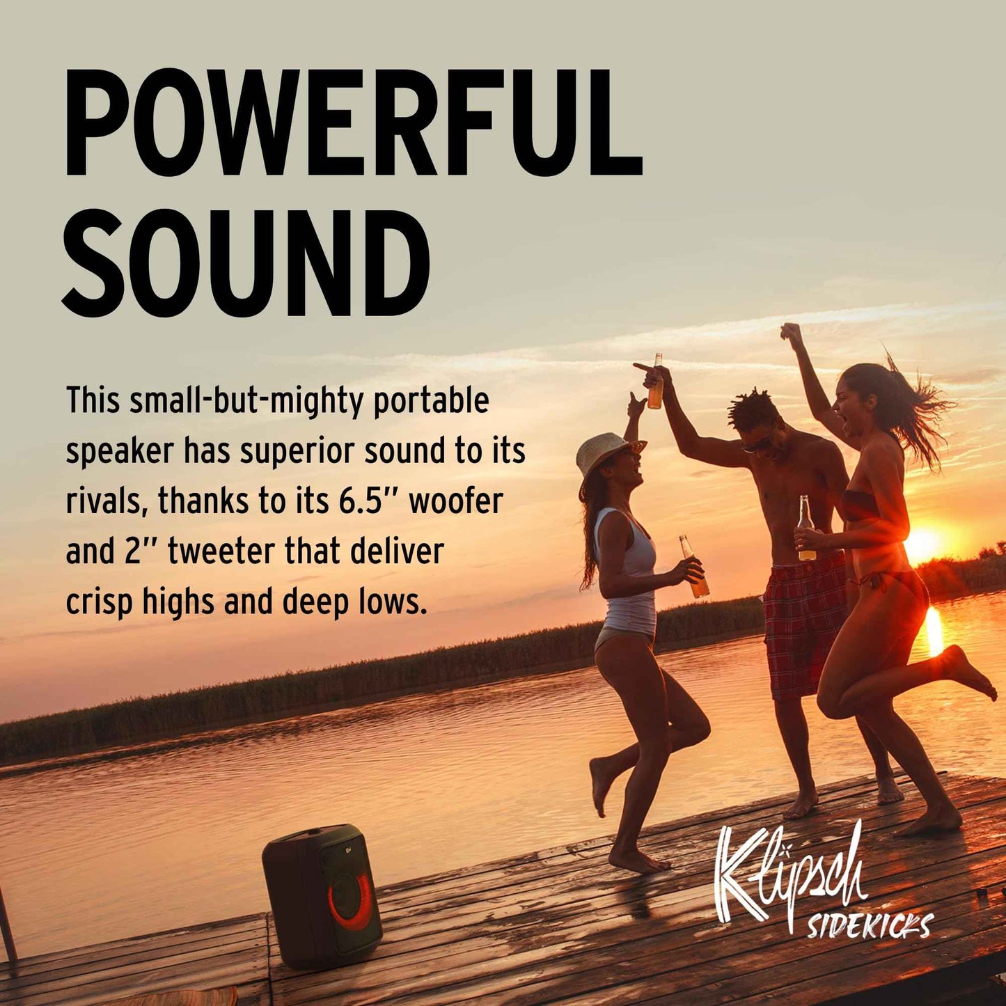 Klipsch Gig XL, Black - Portable Wireless Speaker - Multiple Color Modes - Bass Boost - 6.5" Woofer & 2" Tweeter - 8-Hour Playtime - Splash Resistant - Karaoke Mic Included