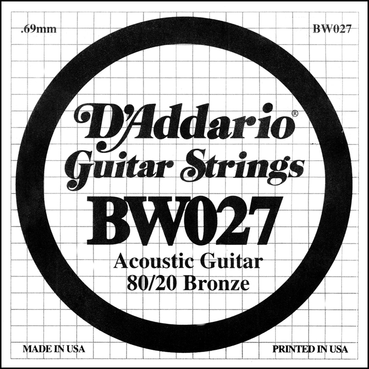 D'Addario Bronze Wound Acoustic Guitar Single String .027 (BW027) - Deccan Retail