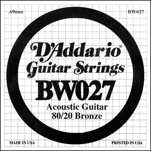 D'Addario Bronze Wound Acoustic Guitar Single String .027 (BW027) - Deccan Retail