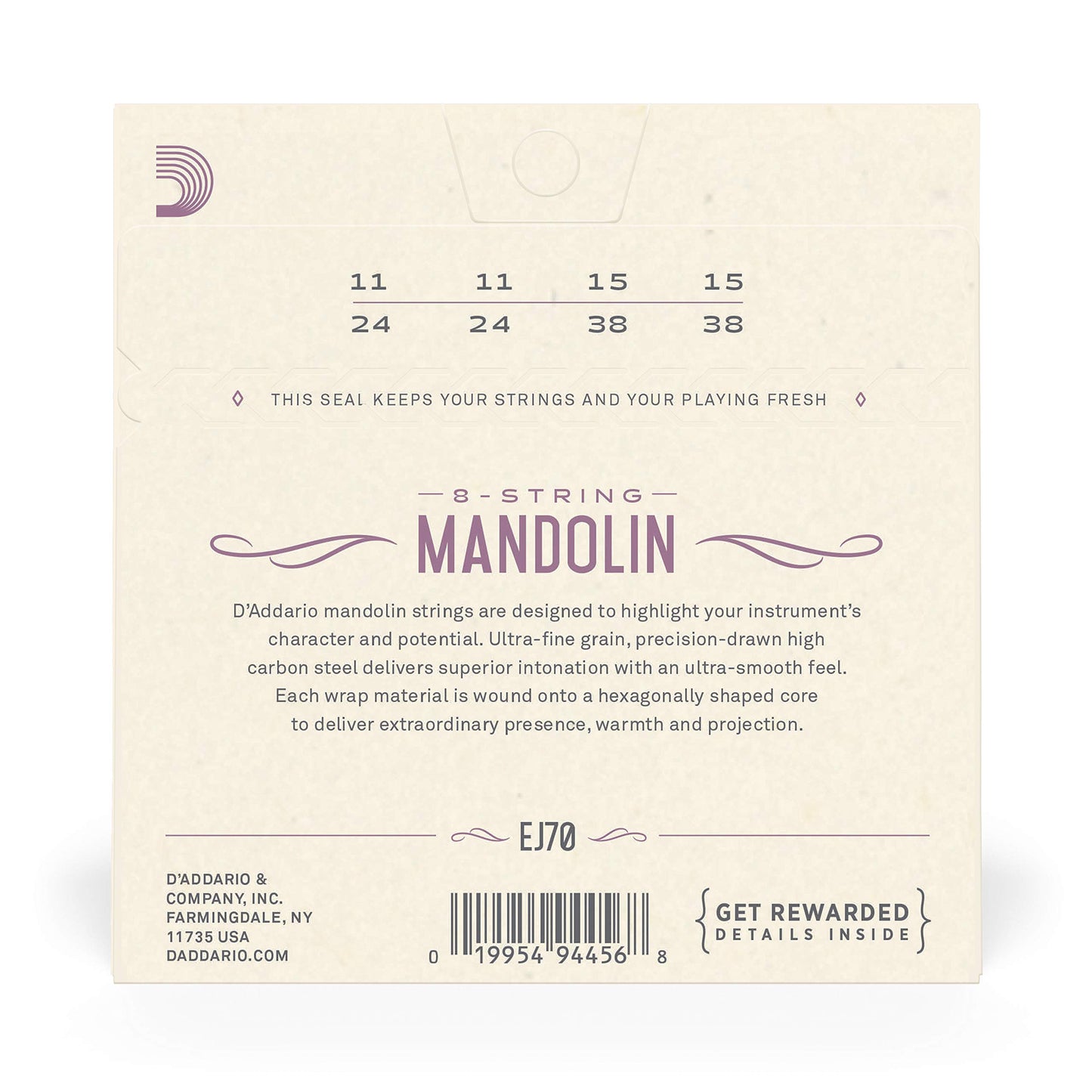 D'Addario EJ70 Phosphor Bronze Mandolin Strings Ball End Medium/Light 11-38 - Deccan Retail