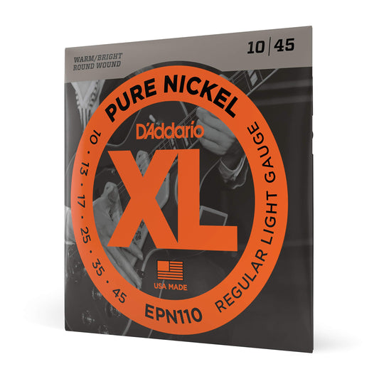 D'Addario EPN110 Pure Nickel Electric Guitar Strings Regular Light 10-45 - Deccan Retail