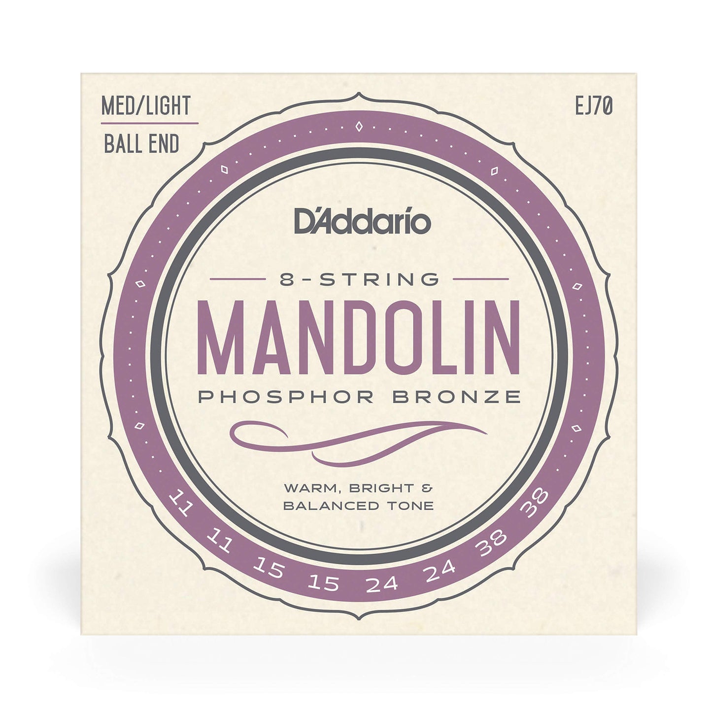 D'Addario EJ70 Phosphor Bronze Mandolin Strings Ball End Medium/Light 11-38 - Deccan Retail