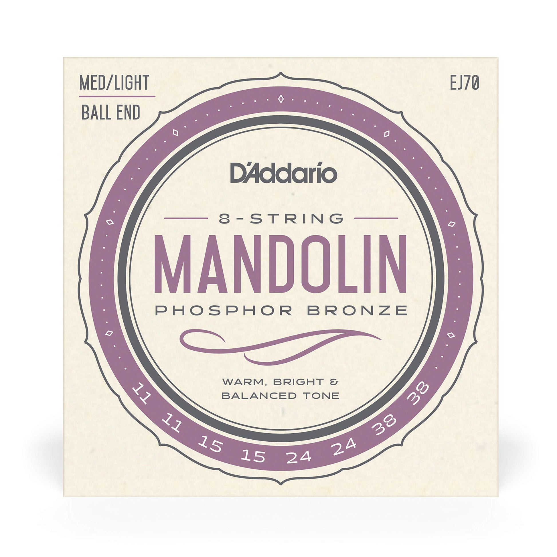 D'Addario EJ70 Phosphor Bronze Mandolin Strings Ball End Medium/Light 11-38 - Deccan Retail