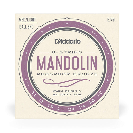 D'Addario EJ70 Phosphor Bronze Mandolin Strings Ball End Medium/Light 11-38 - Deccan Retail