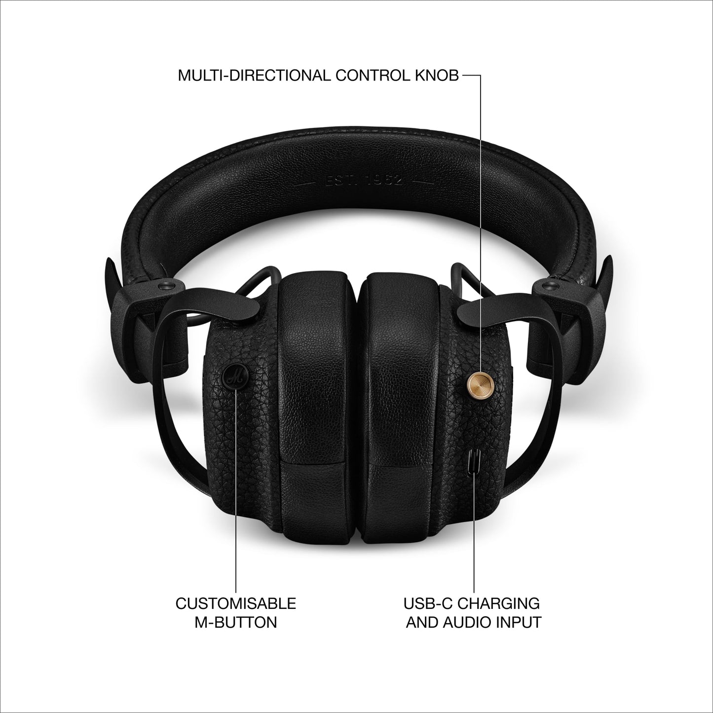 Marshall Milton A.N.C. Wireless On-Ear Headphones – Black