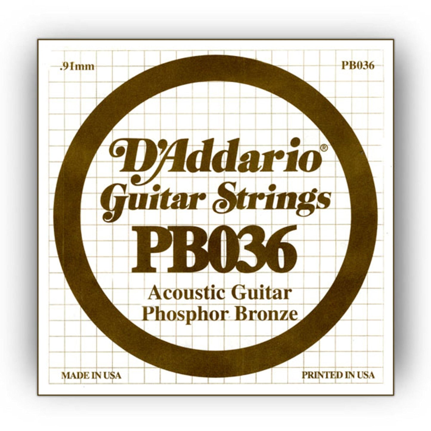D'Addario PB036 Phosphor Bronze Acoustic Guitar String .036 - Deccan Retail