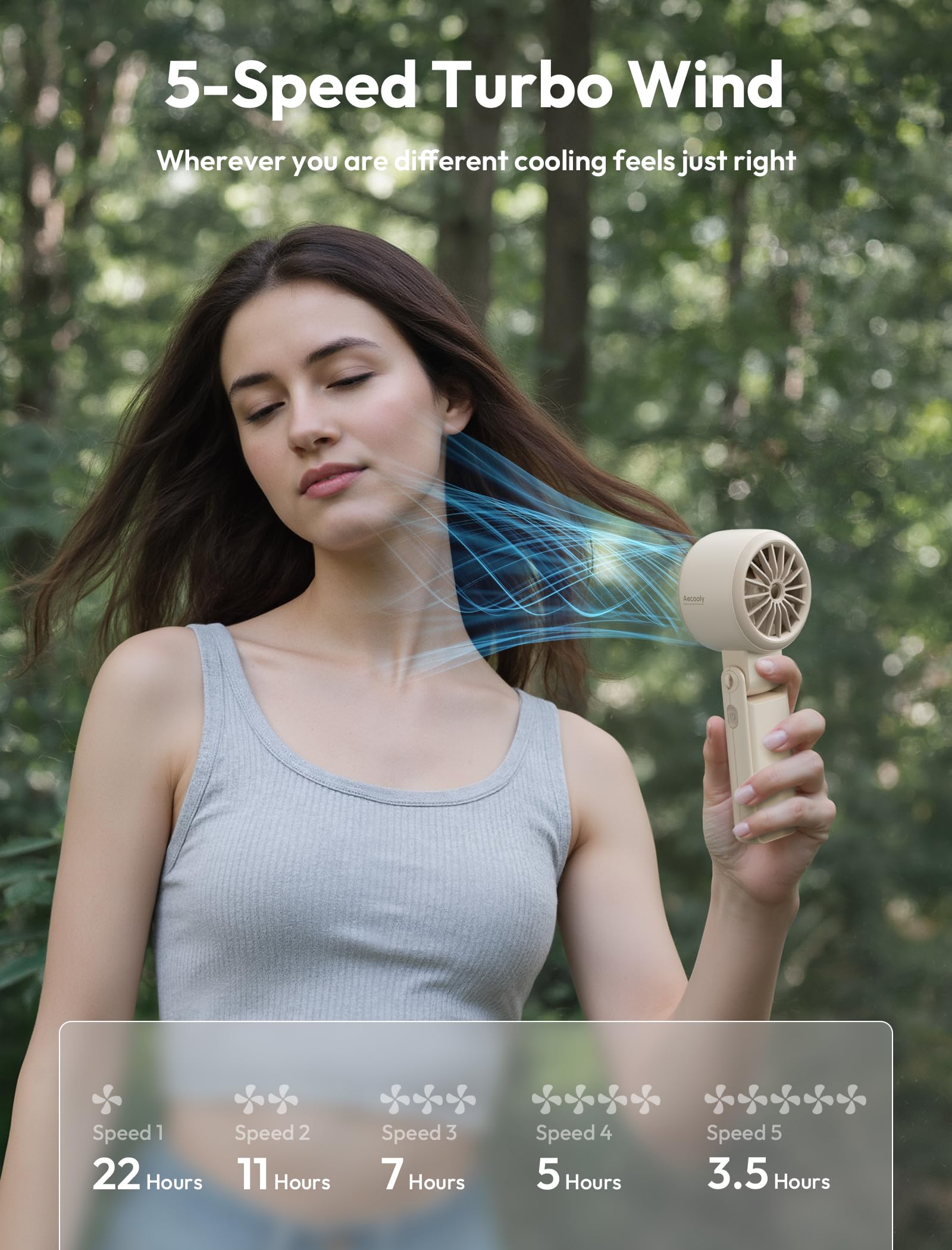 Aecooly Versatile Fan Halo-02 5000mAh – Beige - Deccan Retail