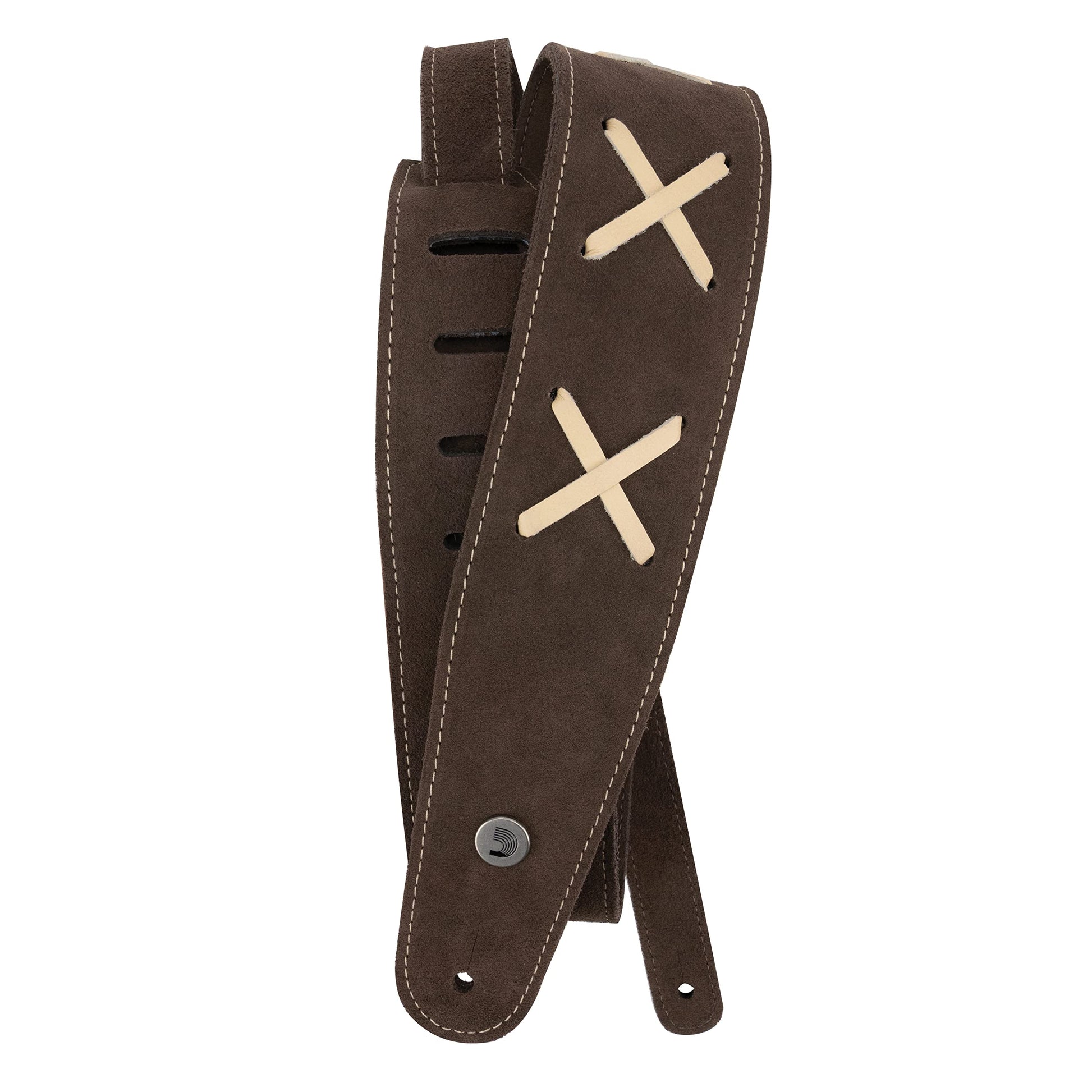 D'Addario Vintage Suede Leather Guitar Strap – Brown/Beige - Deccan Retail